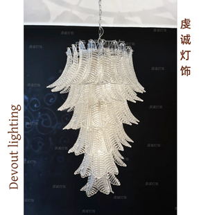 楼梯吊灯美式 玻璃loft吊灯 MURANO挑空客厅灯轻奢复古别墅复式 法式