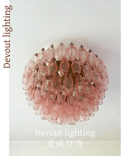 法式Murano穆拉诺手工玻璃客厅灯创意别墅中古彩色餐厅卧室吸顶灯