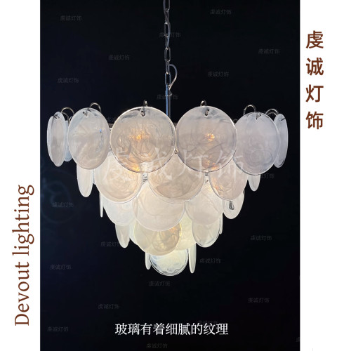 白色Murano法式中古风穆拉诺手工玻璃灯客厅主卧室意大利餐厅吊灯