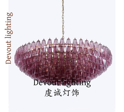 法式穆拉诺复古设计师客厅吊灯创意别墅中古紫色玻璃餐厅卧室灯