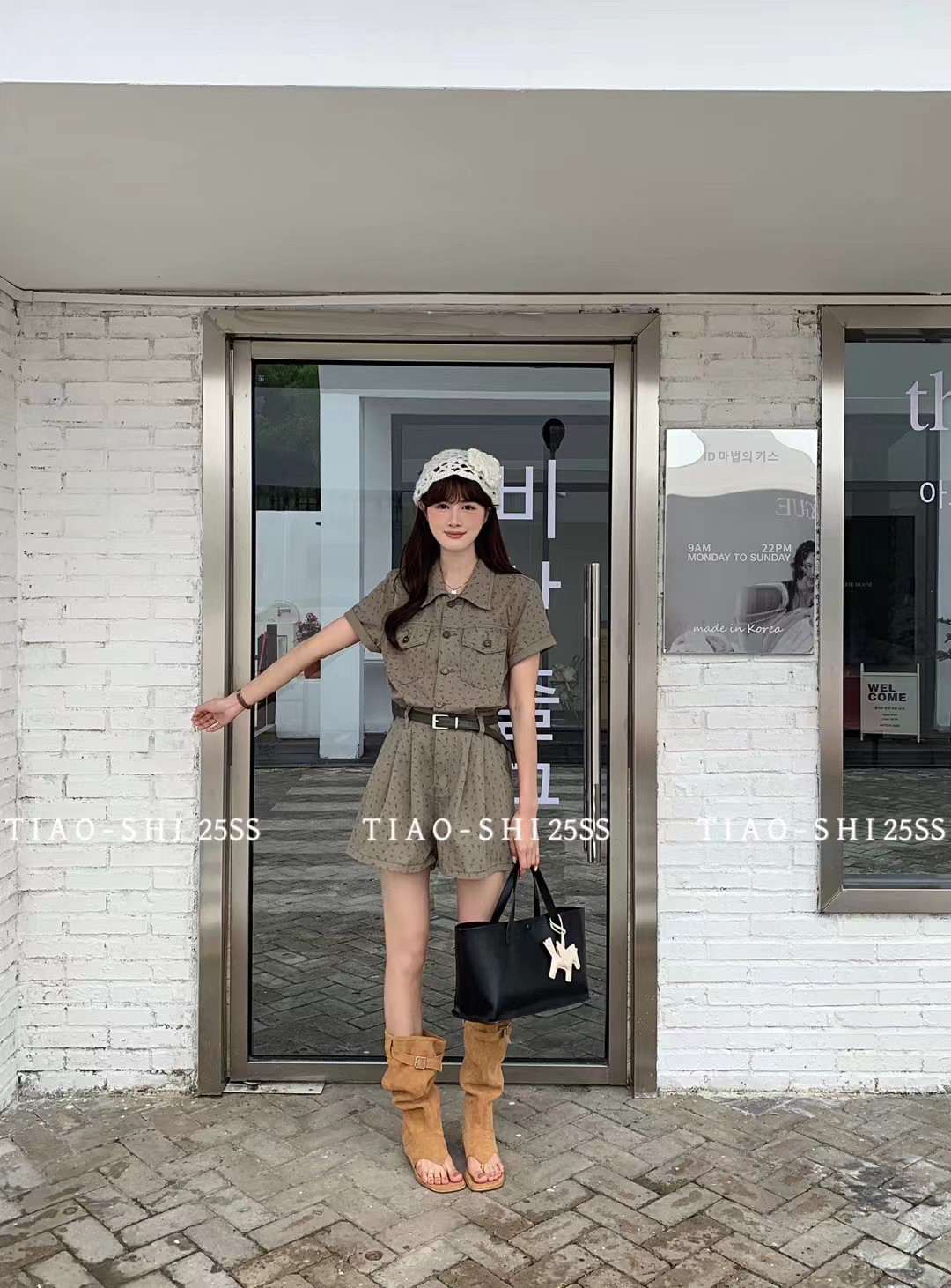 2025春款新品韩版潮流时尚百搭宽松显瘦牛仔裤女高腰阔腿裤连体裤