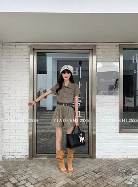 2025春款新品韩版潮流时尚百搭宽松显瘦牛仔裤女高腰阔腿裤连体裤