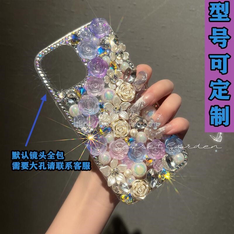 适用OPPOReno9/8/7满钻手机壳A1Pro玫瑰花A58A97A96抖音爆款水钻