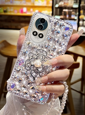 闪钻山茶花适用华为nova14pro透明手机壳nova12气质时尚nova13Ultra高档9/10/11女新款7se全包5挂绳8pro防摔6