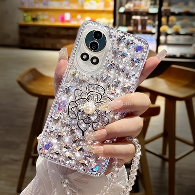 闪钻山茶花适用华为nova14pro透明手机壳nova12气质时尚nova13Ultra高档9/10/11女新款7se全包5挂绳8pro防摔6