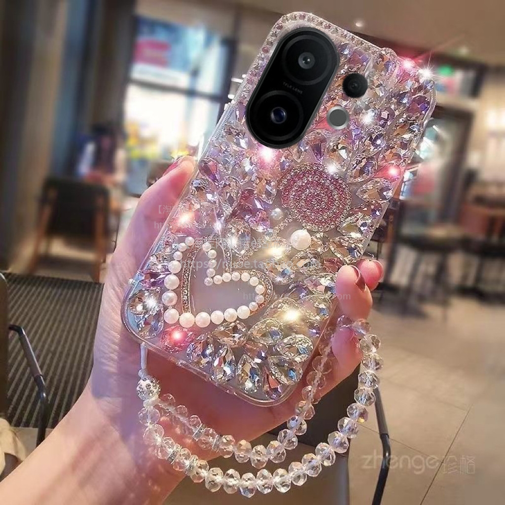适用于新款vivos30手机壳满钻带手链VIVOs30promini全包防摔s20pro珍珠爱心s19软壳棒棒糖s18闪钻高档x200x90