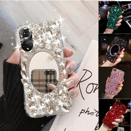 适用网红OPPOReno9PRO/RENO8/7SE/6/5/4SE/3水钻镜子A58XA97A96A55奢华高档A93手机壳A11X软K10XK9S女5GA1PRO