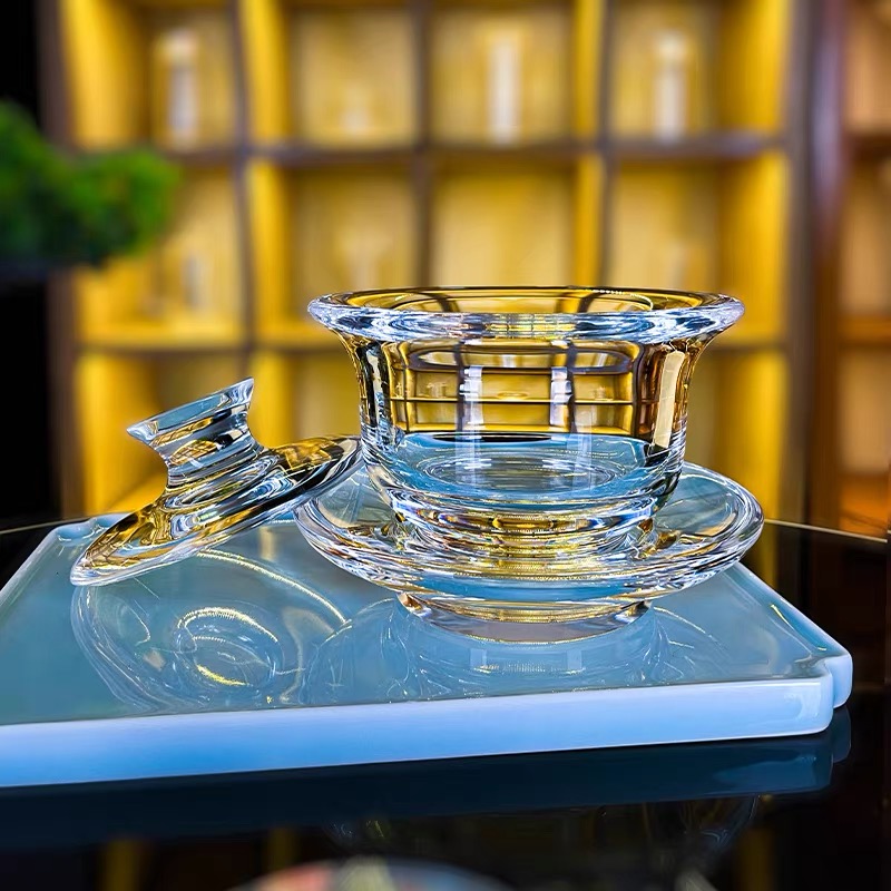 東海原礦水晶三才蓋碗