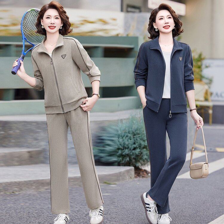中老年运动套装女春秋冬时尚洋气中年女士休闲卫衣妈妈运动服套装