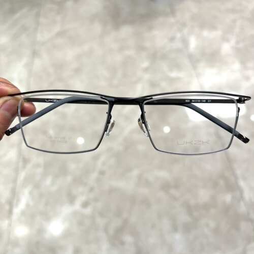 【冷静商务】UKZK生物钢镜圈纯钛镜腿悬浮眉线半框设计男近视822