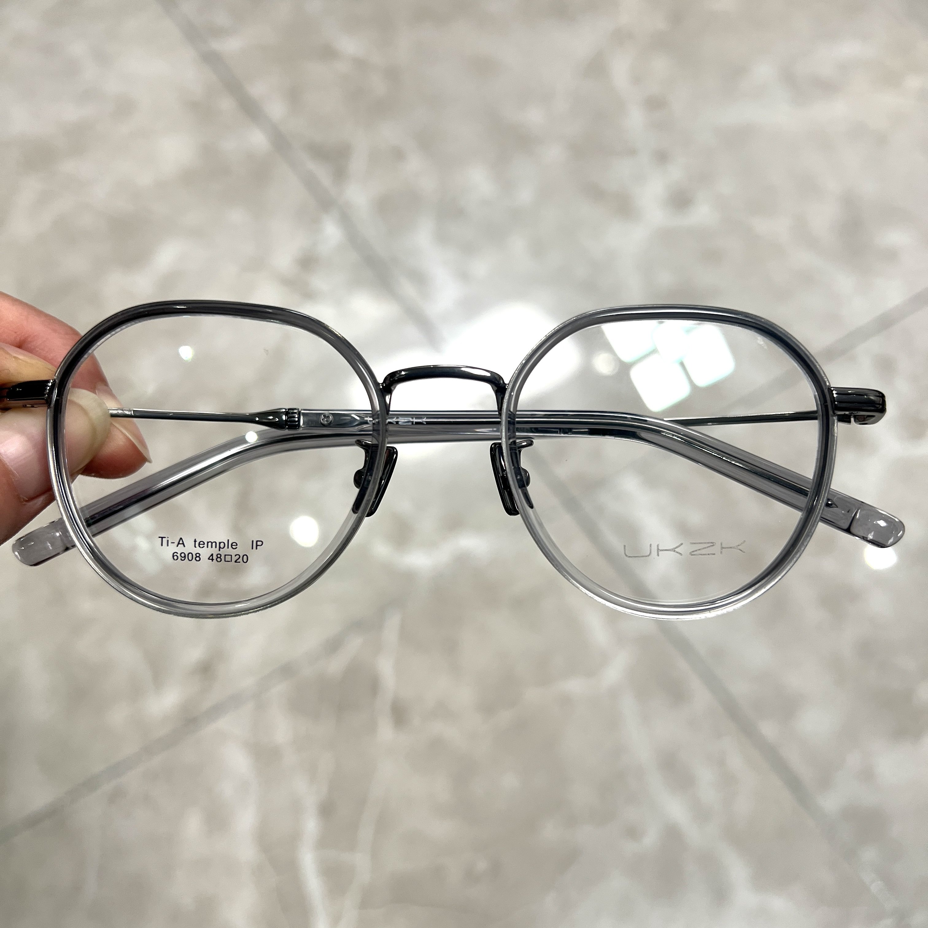 UKZK纯钛腿板材圈镜框多边形超轻时尚男女通用显瘦近视眼镜架镜乎