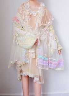 日本古着悦奈风手作毛衣remake vintage复古蕾丝森女系原创