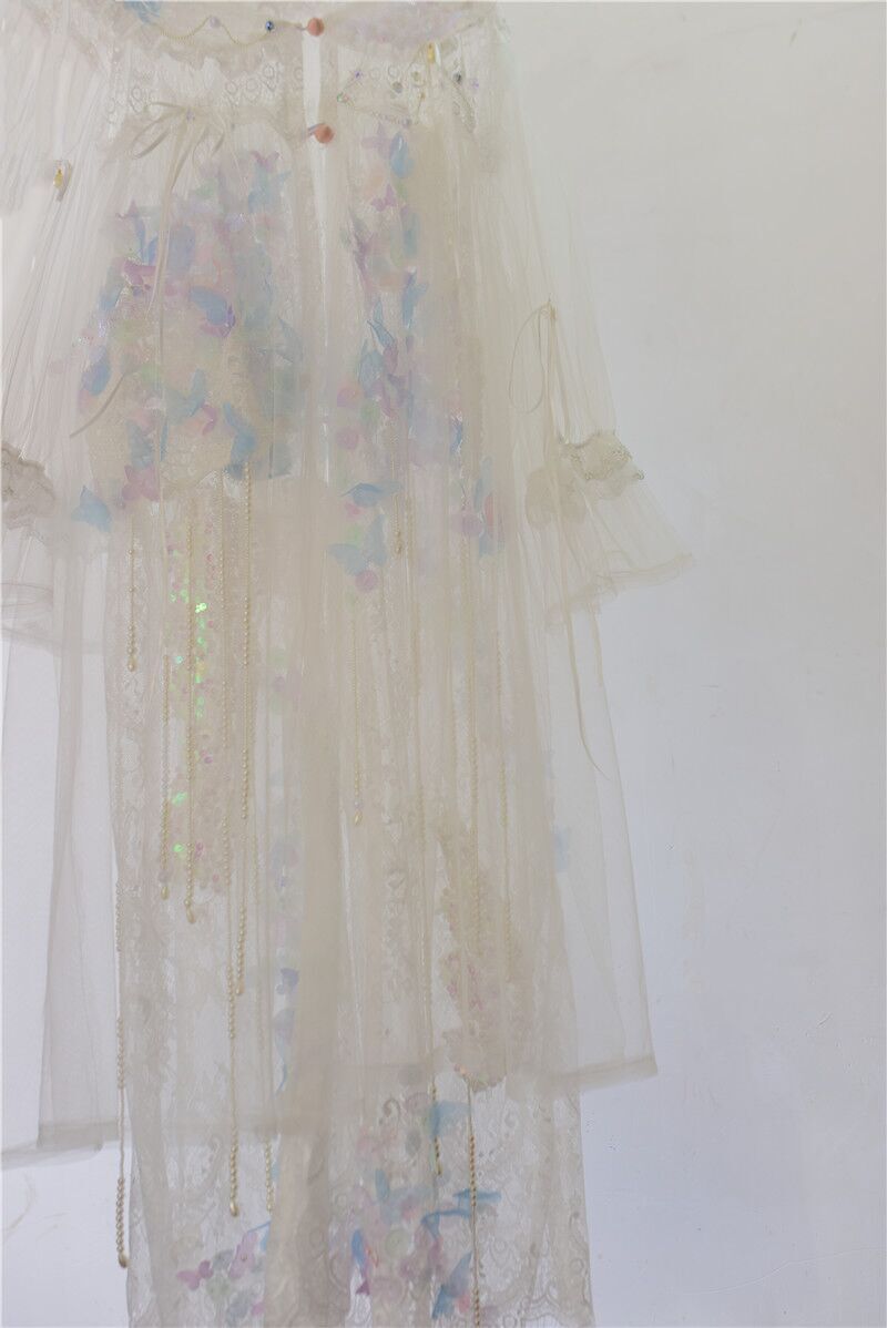 vintage悦奈风手作蕾丝花嫁纱裙