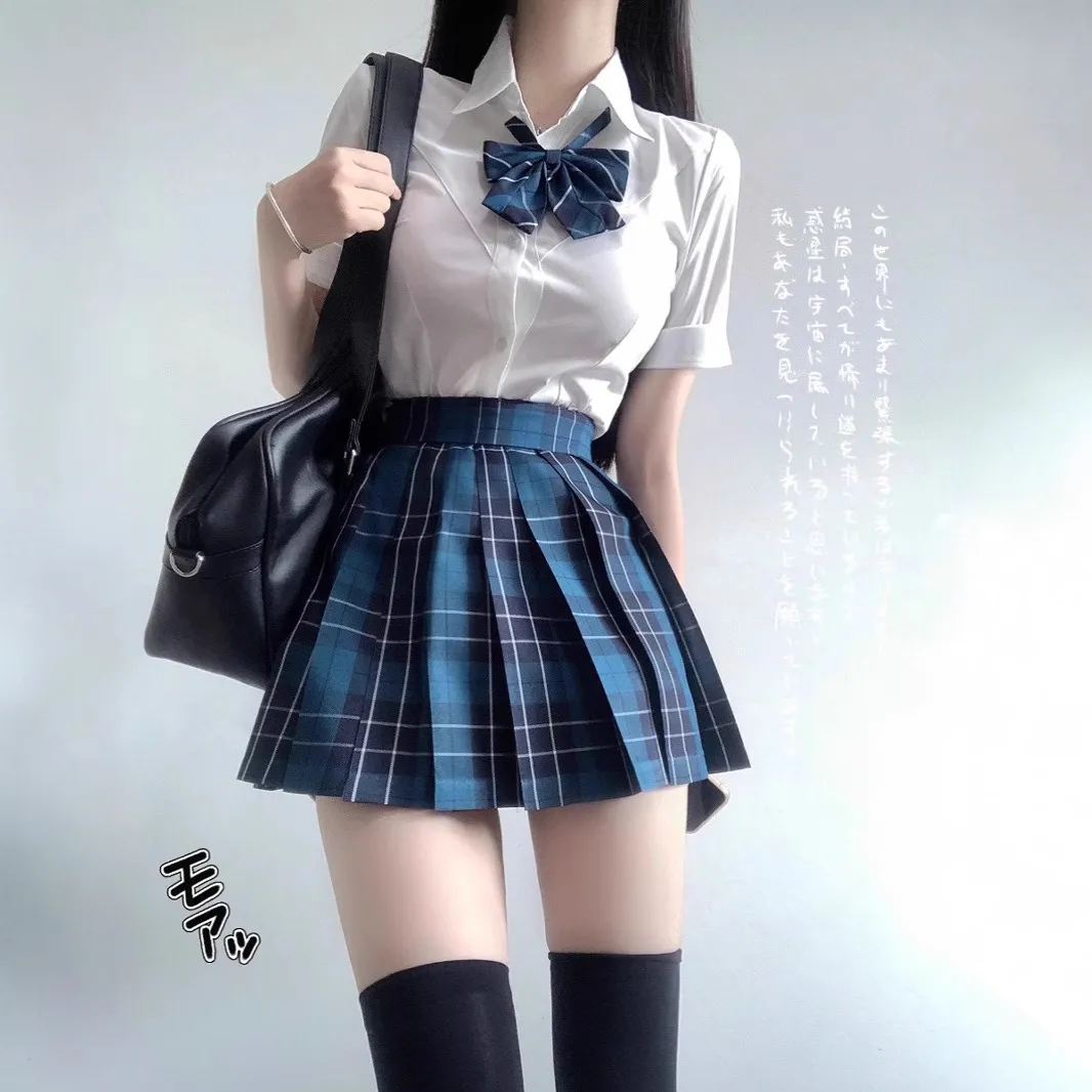 学院风JK制服裙大澜狗短格裙高腰半身裙日系校供感百褶裙套装