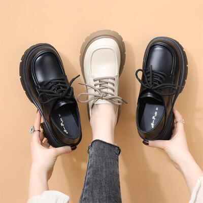 真皮小皮鞋女英伦风2025年春季新款厚底百搭软底单鞋小个子乐福鞋