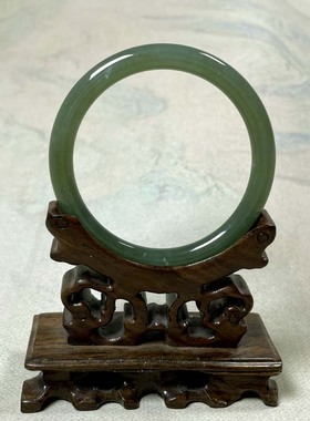 和田玉57mm湖水绿手镯有证书