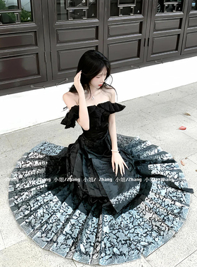 新中式国风黑色改良汉服马面裙女秋冬成人礼收腰半身裙上衣一整套