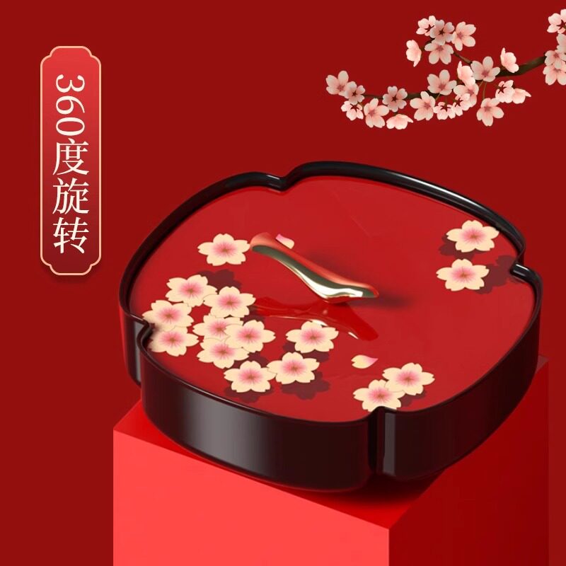 旋转干果盘家用客厅茶几高端大气过年结婚零食糖果盒坚果收纳盒子