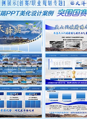 高端PPT模板蓝色含字体设计元素VIP素材NE高质量美化设计素材优质