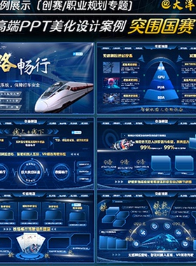 高端PPT模板蓝色科技风设计元素VIP素材NE高质量美化设计素材优质