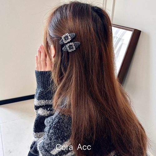 轻奢超闪水钻银丝布艺发夹鸭嘴夹