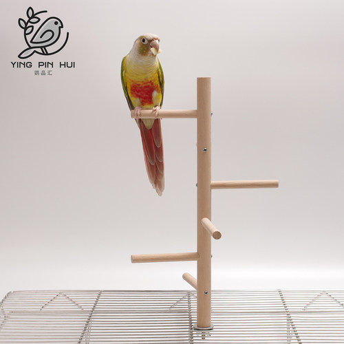 鹦鹉原木旋转攀爬站架多功能站杆