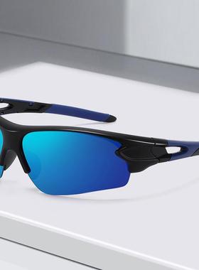 跨境欧美半框眼镜男女户外运动骑行驾驶太阳镜垂钓护目防风沙墨镜