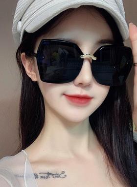 韩版潮网红个性时髦眼镜偏光镜墨镜女款大框圆脸显脸小黑色太阳镜