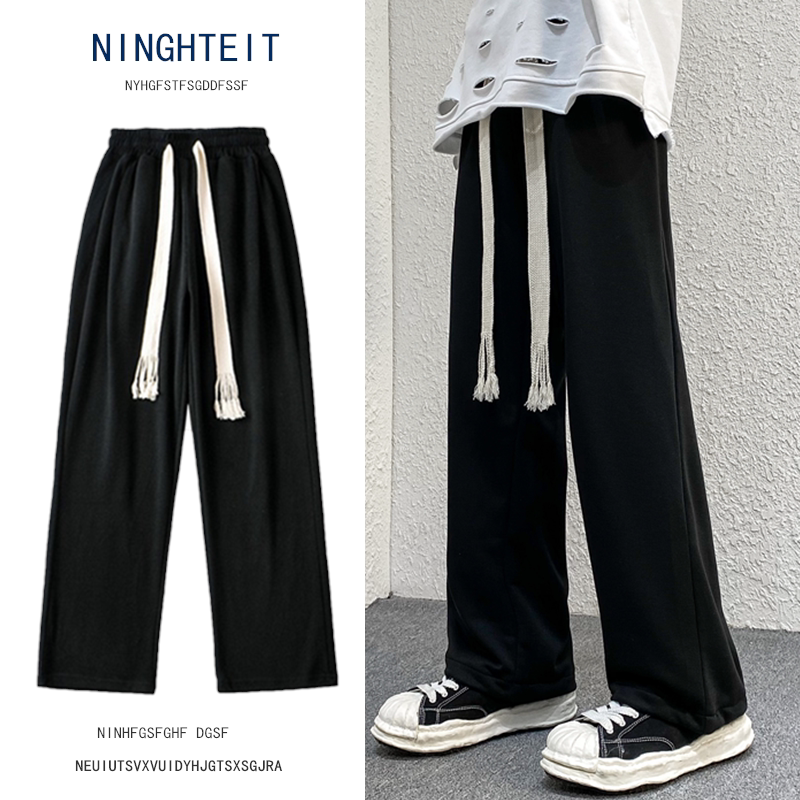 2023年春季编织抽绳加绒卫裤KK02普通P35加绒40，男装休闲裤，星座101A-1