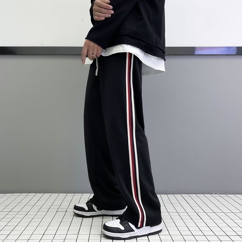 2023春装宽松潮流条纹运动阔腿休闲卫裤KK17-P45,男装休闲裤,星座101A-1