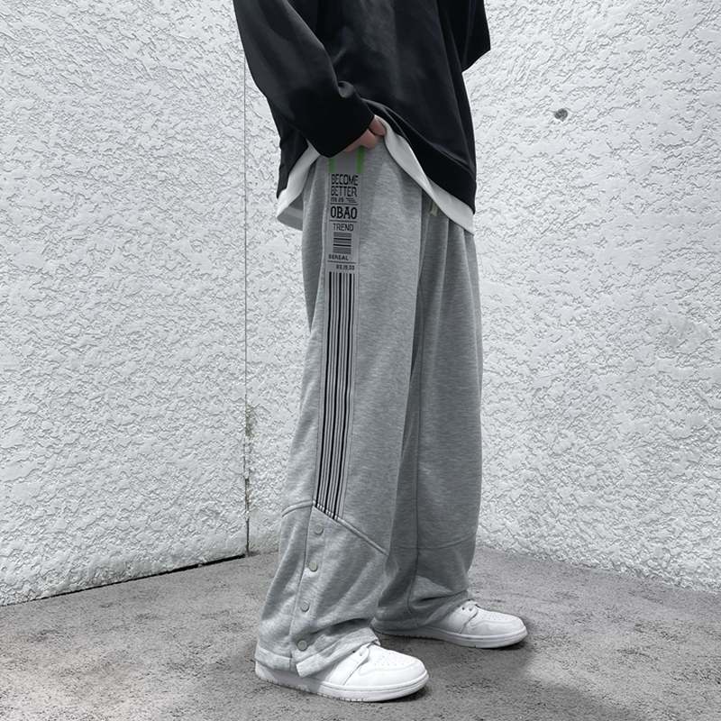 2023春季微弹直筒排扣运动裤宽松青少年四季款休闲卫裤KK33-P50,男装休闲裤,星座101A-1