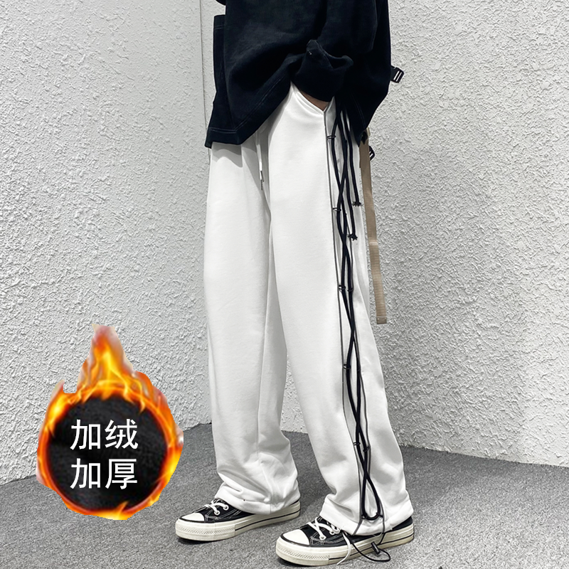 2023春装四季款反光带缩脚裤港风卫裤男休闲裤KK04普通P45,男装休闲裤,星座101A-1