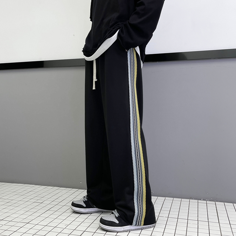 2023春装宽松潮流条纹运动阔腿休闲卫裤KK21-P45,男装休闲裤,星座101A-1