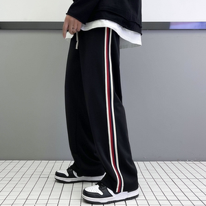 2023春装宽松潮流条纹运动直筒阔腿休闲运动卫裤   KK17-P45图片