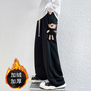 2023春季 四季款小熊装饰加绒卫裤 KK11普通P35-加绒P40图片
