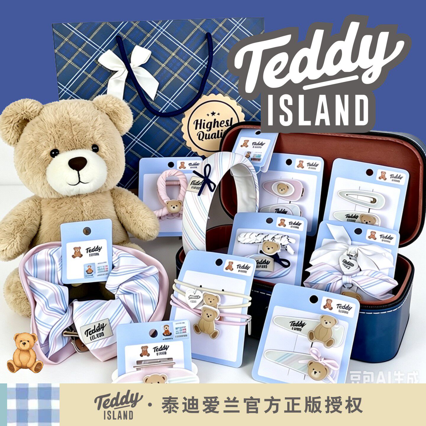 正版泰迪爱兰Teddy Island韩版发饰礼盒套装送闺蜜女朋友生日礼物