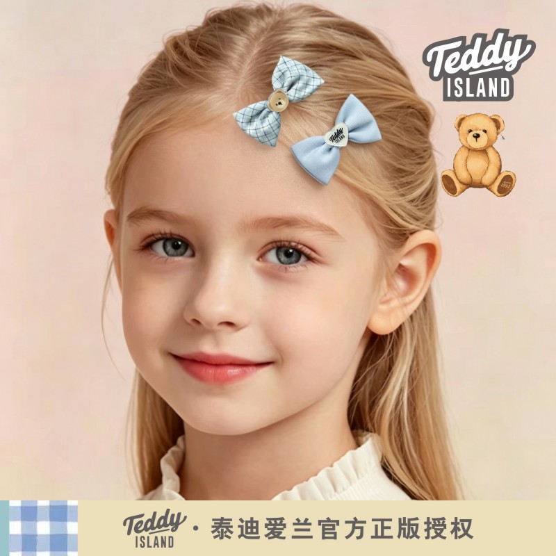 正版泰迪爱兰teddy可爱甜美蝴蝶结对夹儿童发饰鸭嘴夹刘海夹对夹