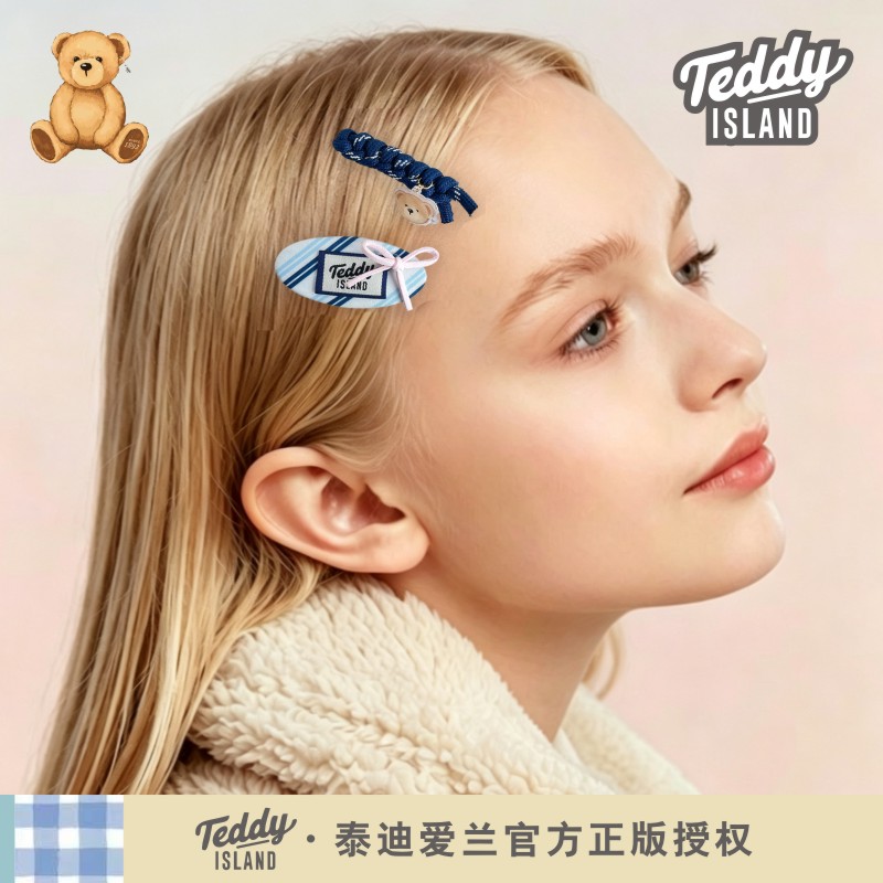 正版泰迪爱兰teddy轻奢韩版复古格纹简约布艺发夹鸭嘴碎发刘海夹
