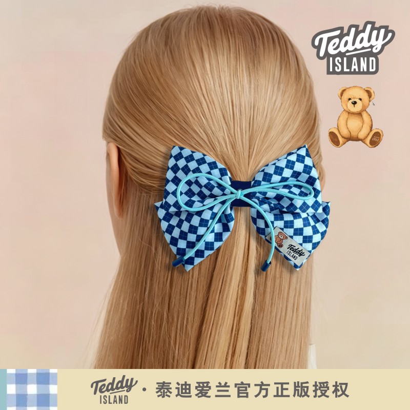 正版泰迪爱兰teddy大蝴蝶结发夹后脑勺儿童缎面大号女童发饰头饰