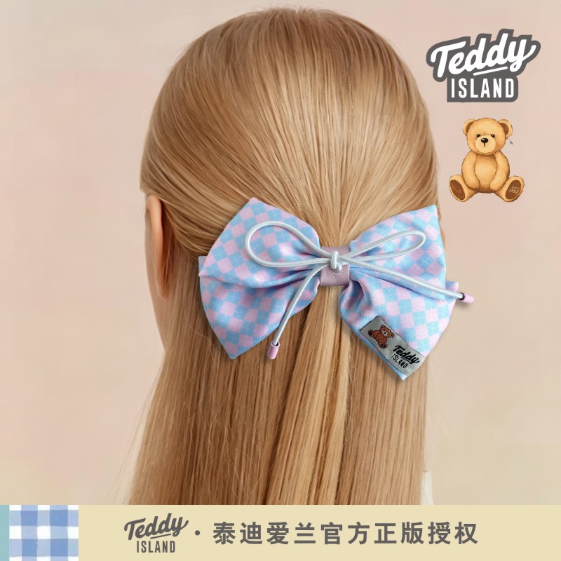 正版泰迪爱兰teddy大号蝴蝶结头饰儿童发夹女童大发卡低马尾发饰