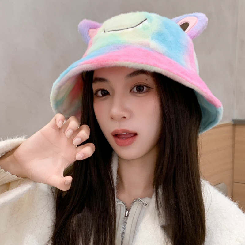 韩版可爱小怪兽针织帽女秋冬2025新款保暖毛线帽套头帽加厚渔夫帽
