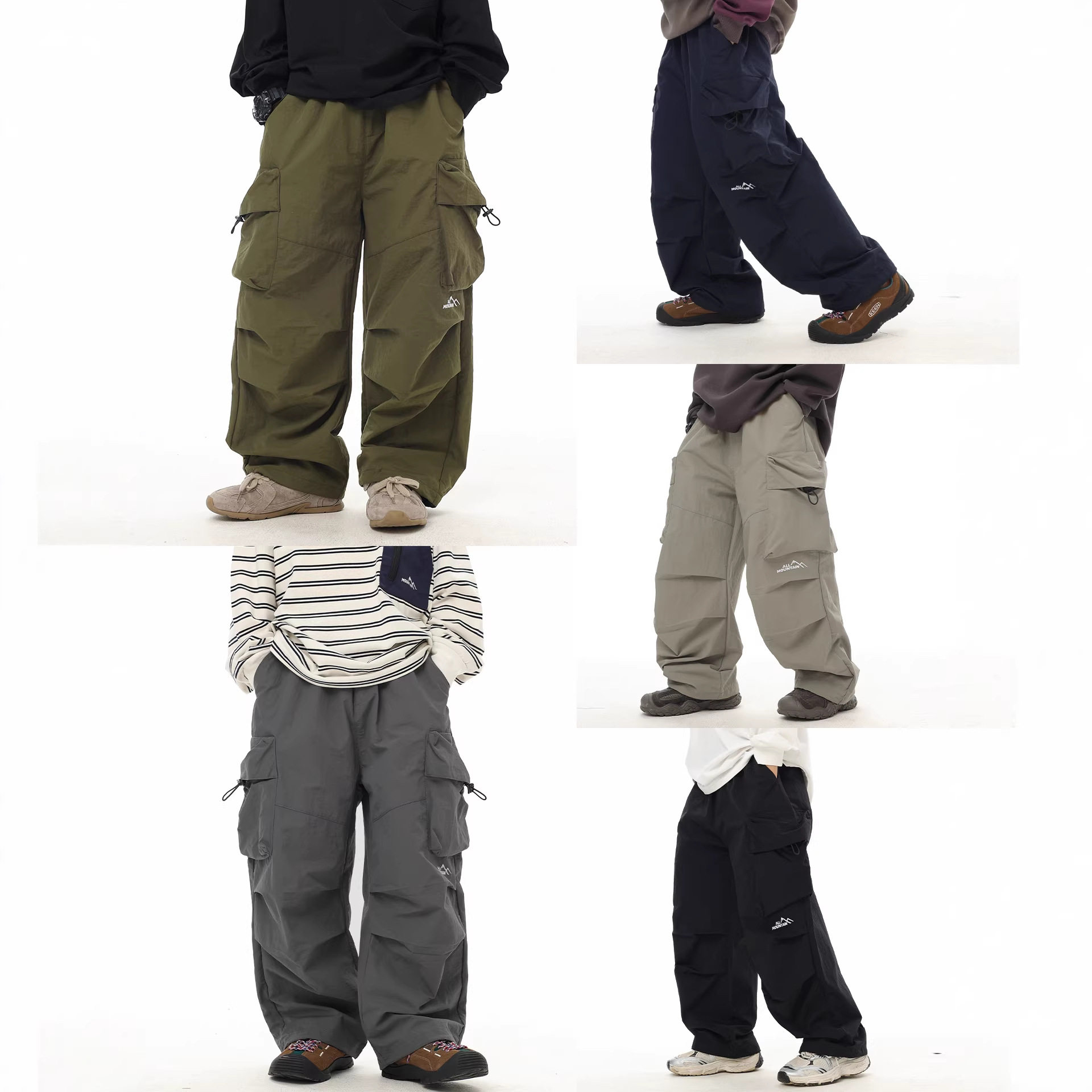 男宝宝山系牛筋抽绳口袋工装裤2026春季日系男童宽松休闲直筒长裤