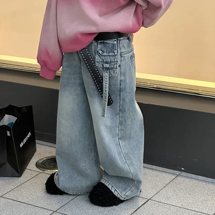 儿童高品质柔软带包加绒加厚牛仔裤冬季韩版男童保暖休闲直筒长裤