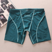 四分五分游泳裤 靓丽紧身防尴尬长款 青年男生纯色平角短裤 泳裤 男士