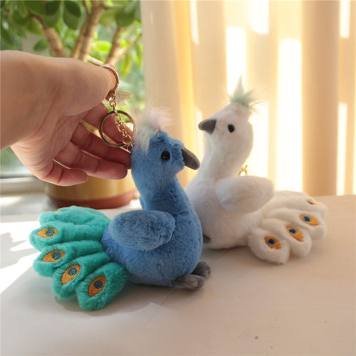 卡通孔雀毛绒公仔小挂件包包挂饰