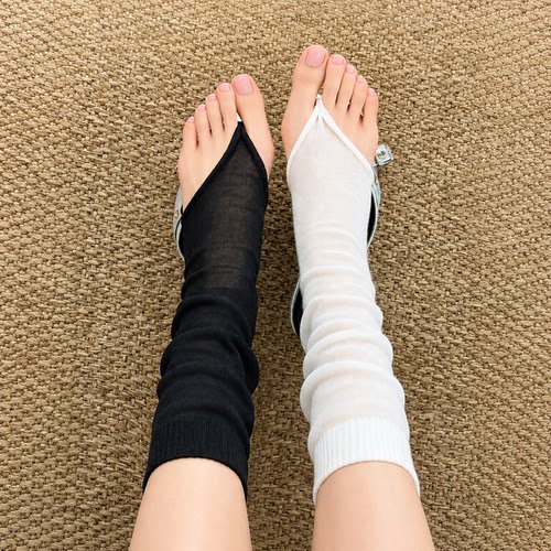 夏日慵懒感夹脚人字拖小腿袜