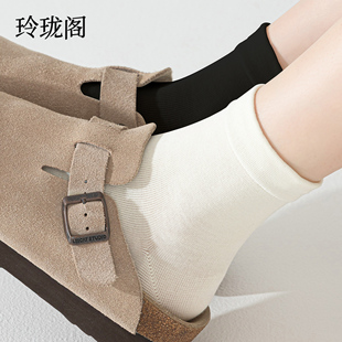 爆款 2025新款 无骨短袜防臭白色中筒袜女士 秋冬季 优质纯棉袜子女款