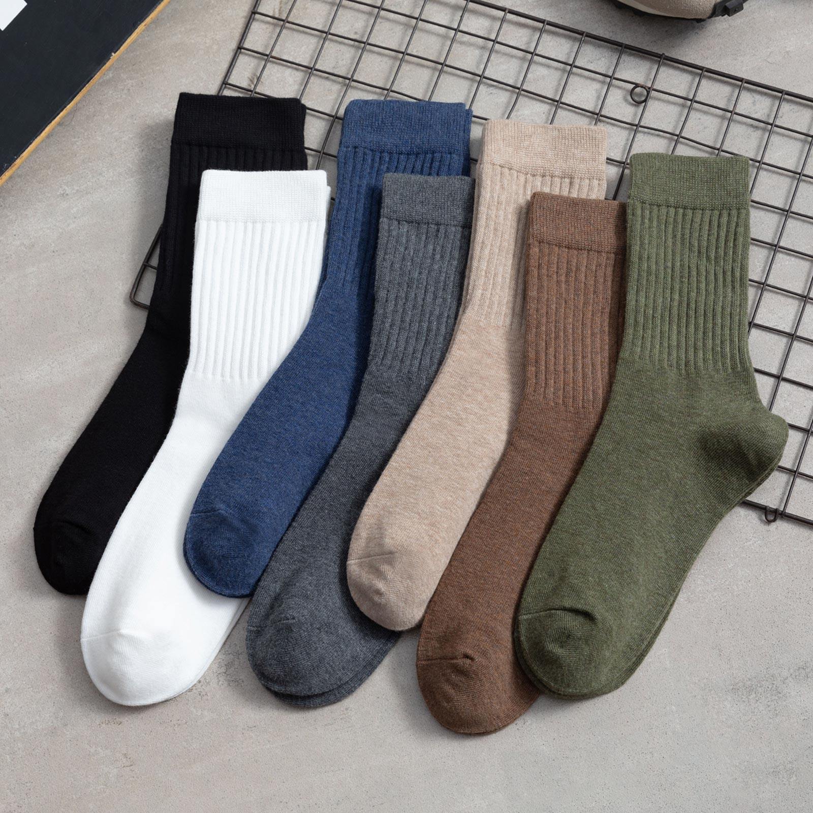 袜子男士中筒袜纯棉春夏季防臭防脚气男款运动长袜简约纯色高质量