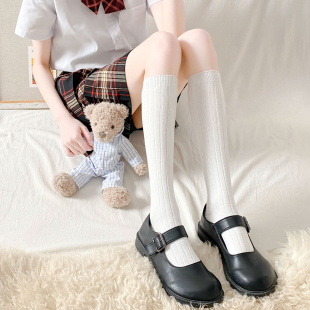 长袜子女夏天纯棉小腿袜jk高筒过膝袜 玲珑阁清仓款 原27.8 2双装