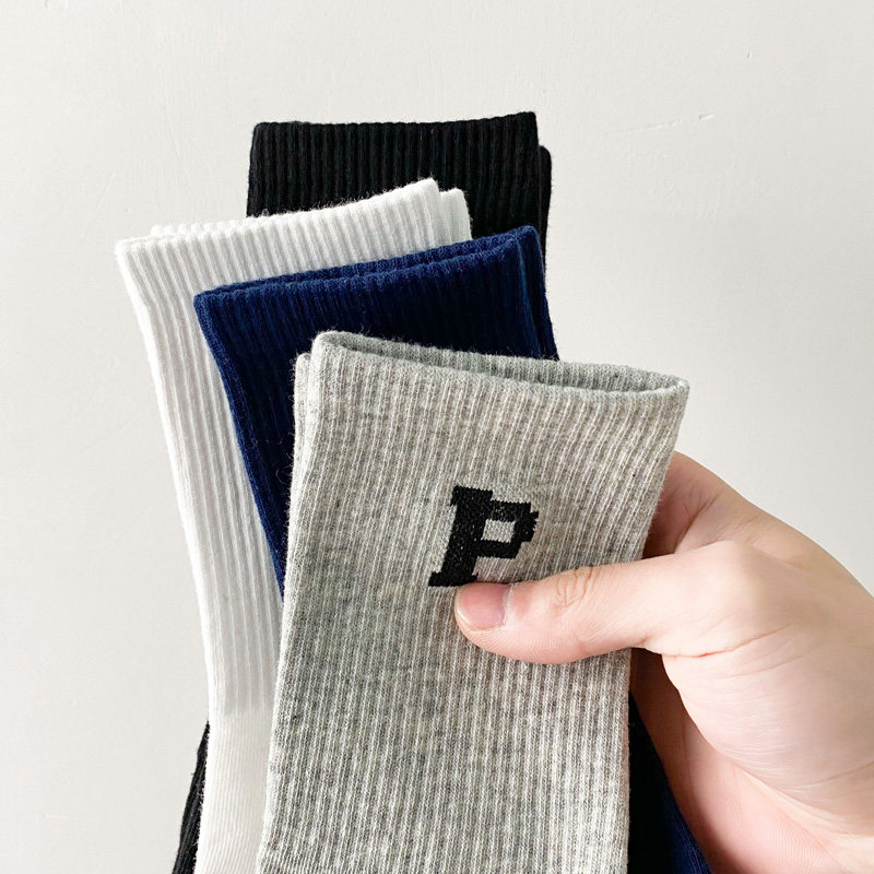 灰色袜子女款纯棉中筒袜潮春夏款运动袜配鲨鱼裤瑜伽裤长筒袜长袜